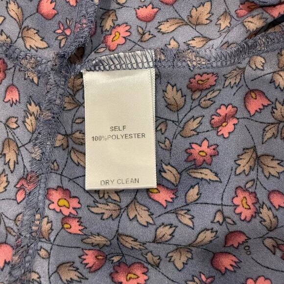 Soprano Dusty Gray Floral Wrap Dress Womens XS Sleeveless TieFront Ruffle Bottom - Picture 6 of 7